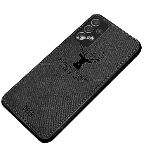 MOBILOVE Deer Pattern Cloth Texture Leather Finish Soft Fabric Case Hybrid Protective Case with Camera Protection for | Samsung Galaxy A72