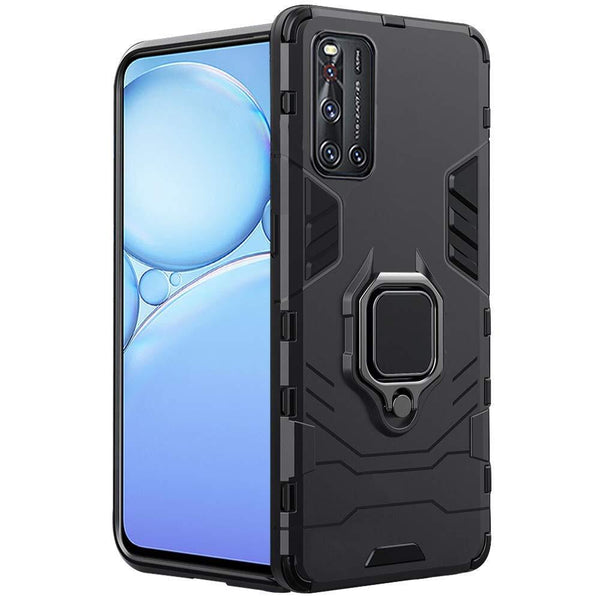 MOBILOVE Back Cover for Vivo V19 | Rotating Ring Holder & Kickstand in-Built | Dual Layer Military Grade Drop Protection | 360 Degree Protection Case