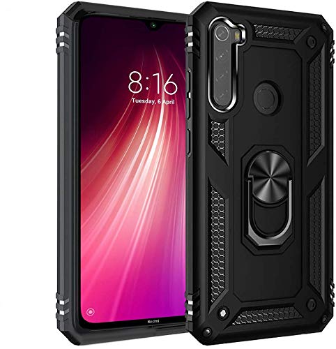 MOBILOVE Back Cover for Mi Redmi Note 8 | Dual Layer Hybrid Armor Defender Case with 360 Degree Metal Finger Ring (Rugged Armor)