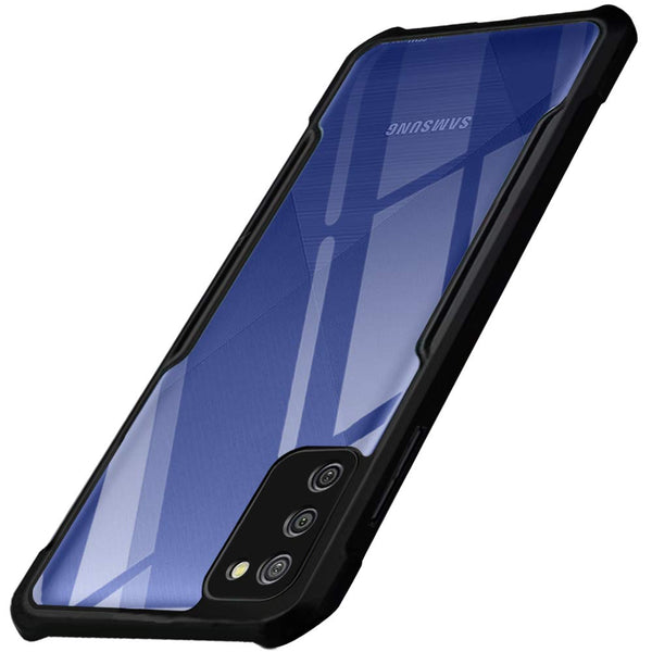 MOBILOVE Back Cover for Samsung Galaxy M02s | F02s | A02s | Four Corner Hybrid Soft PC Anti Clear Gel TPU Bumper Case [Anti-Slip] [Shock Proof] [Scratch Resistant] (Black | Transparent)