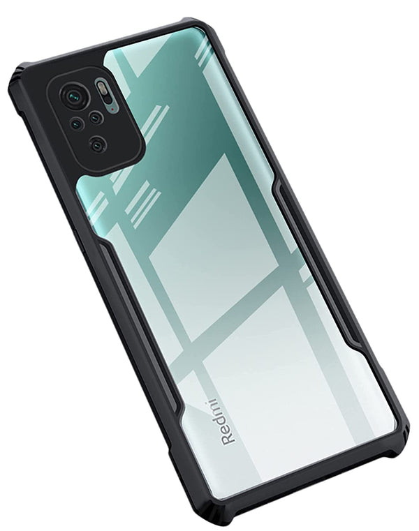 MOBILOVE Back Cover for Mi Redmi Note 10 | Note 10s | Four Corner Hybrid Soft PC Anti Clear Gel TPU Bumper Case [Anti-Slip] [Shock Proof] [Scratch Resistant] (Black | Transparent)