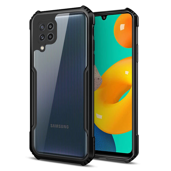 MOBILOVE Back Cover for Samsung Galaxy A22 4G | Four Corner Hybrid Soft PC Anti Clear Gel TPU Bumper Case [Anti-Slip] [Shock Proof] [Scratch Resistant] (Black | Transparent)