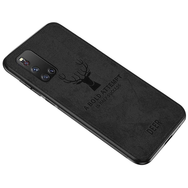 MOBILOVE Deer Pattern Cloth Texture Leather Finish Soft Fabric Case Hybrid Protective Case with Camera Protection for | Vivo V19