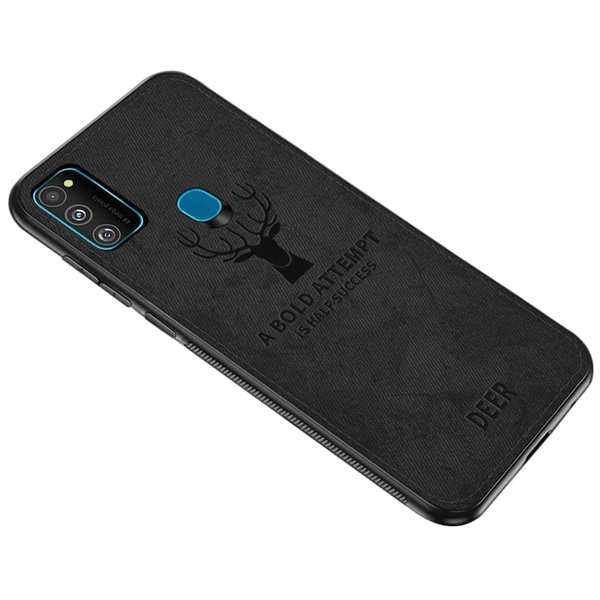MOBILOVE Deer Pattern Cloth Texture Leather Finish Soft Fabric Case Hybrid Protective Case with Camera Protection for | Samsung Galaxy M30s | M21 | M21 2021 Edition