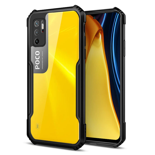 MOBILOVE Back Cover for Mi Redmi Note 10T 5G | Poco M3 Pro 5G | Four Corner Hybrid Soft PC Anti Clear Gel TPU Bumper Case [Anti-Slip] [Shock Proof] [Scratch Resistant] (Black | Transparent)