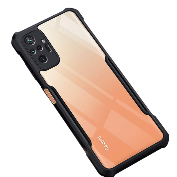 MOBILOVE Back Cover for Mi Redmi Note 10 Pro | Note 10 Pro Max | Four Corner Hybrid Soft PC Anti Clear Gel TPU Bumper Case [Anti-Slip] [Shock Proof] [Scratch Resistant] (Black | Transparent)