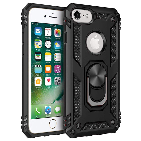 MOBILOVE Back Cover for Apple iPhone 6 | 6s | 7 | 8 | Dual Layer Hybrid Armor Defender Case with 360 Degree Metal Finger Ring (Rugged Armor)