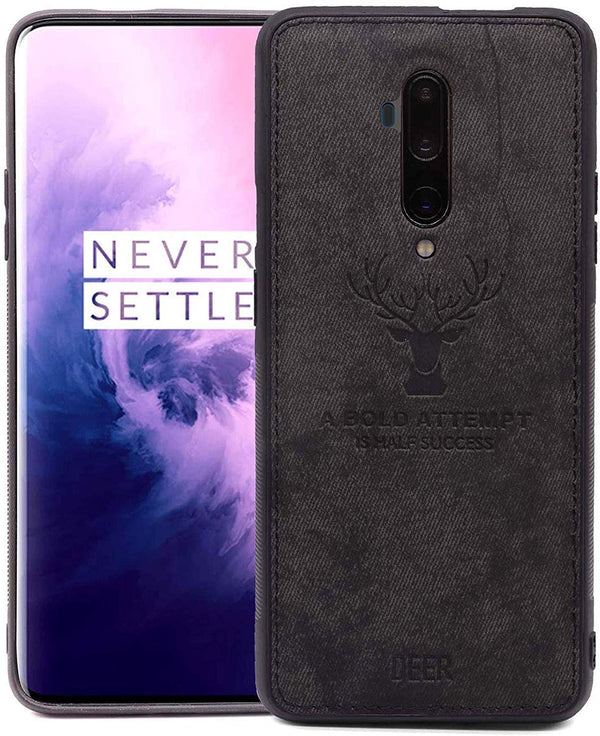 MOBILOVE Deer Pattern Cloth Texture Leather Finish Soft Fabric Case Hybrid Protective Case with Camera Protection for | OnePlus 7T Pro