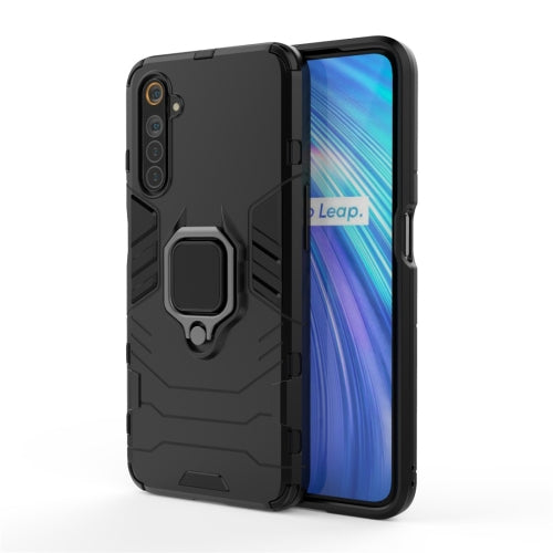 MOBILOVE Back Cover for Realme 6 | Rotating Ring Holder & Kickstand in-Built | Dual Layer Military Grade Drop Protection | 360 Degree Protection Case