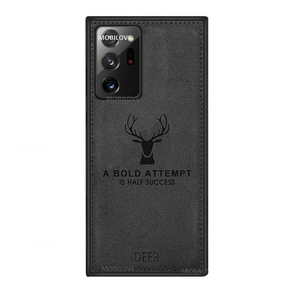 MOBILOVE Deer Pattern Cloth Texture Leather Finish Soft Fabric Case Hybrid Protective Case with Camera Protection for | Samsung Galaxy Note 20 Ultra